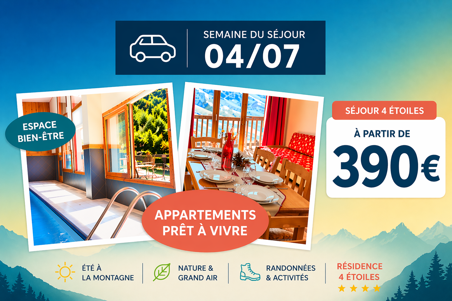 BON PLAN VACANCES JUILLET PAS CHER DANS UNE RESIDENCE 4 ETOILES